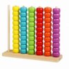 Menolana Children Counting Frame Wooden Abacus Toy Counting Rack Bead Stacker Math Learning Tool with Multicolor Beads for Early Numeral Awareness Suitable for, Large Beaded Abacus