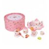 Menolana Children Play Kitchenware Wooden Tea Set Pretend Teapot Cups Saucers Tray Storage Case for Organization Fosters Imagination and Social Play Suitable for Role Play playroom Preschool Travel