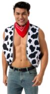 Men's Cowboy Accessories, Cowhide Vest, Red Bandana, Star Badge Set, M/L