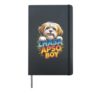 Mens Lhasa Apso Boy Cartoon Pet Small Breed Bearded Lion Dog Hardcover Journal, Black