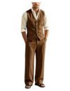 Men's Linen Cotton Vest and Pants Set Summer 2 Piece Outfit for Prom Travel