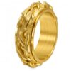 Men's Thorn Vine Spinner Ring, Stainless Steel Textured Wide Band Ring