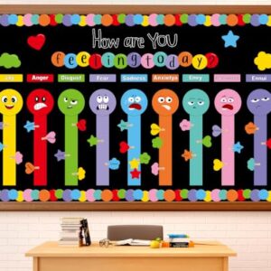 Mental Health Bulletin Board Set Feeling Cutouts with Wood Clips
