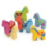 Mentari Toys - Rainbow Pony Playset - 7pc Wooden Stacking Circus Ponies - Montessori Fine Motor and Colour Recognition Toy - Educational Balance and Learning Game - Age 18m+