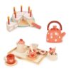 Mentari Wooden Afternoon Tea Party Bundle - Pretend Play Kitchen Toy Set with Teapot, Cups & Sweets - Interactive Role Play Toys for Toddlers Age 3+