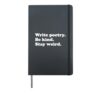 Men Women Teens Boys or Girls Funny Poetry or Poet Hardcover Journal, Black