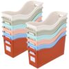 Meonum 12 Pcs Book BinBulk, Plastic Classroom Boho Storage Bin