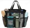 Mesh Shower Bag, Mesh Fabric Durable and Sturdy Large Capacity Partition Storage Toiletry Organizer with Long Hand Strap,Storage Pockets Permeable Rapid Drying Large Tote Bag for College Dorms Travel