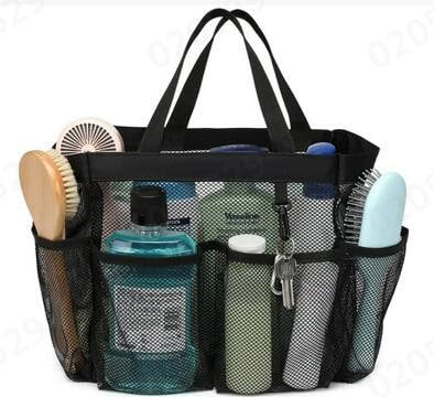 Mesh Shower Bag, Mesh Fabric Durable and Sturdy Large Capacity Partition Storage Toiletry Organizer with Long Hand Strap,Storage Pockets Permeable Rapid Drying Large Tote Bag for College Dorms Travel