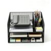 Metal Desk Phone Stand – 3-Tier Office Organizer with Pen Holders