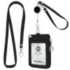 Metal Id Badge Holder Retractable Clip with Detachable 2 Lanyards - Black