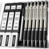 Metal Mechanical Pencil Set with Case, 6-Pack 0.5mm Fine Point Pencils
