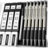 Metal Mechanical Pencil Set with Case, 6-Pack 0.7mm Medium Point
