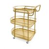 , Metal Movable Serving Cart, Gold, Small 3-Tier