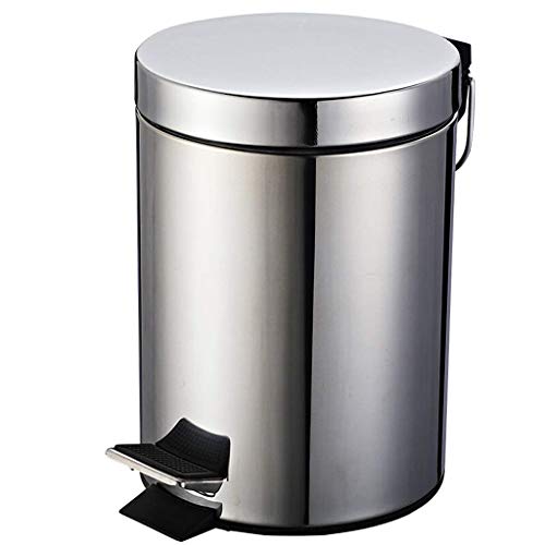 Metal Trash Can Foot-operated Silent Clamshell Trash Can Household Sorting Trash Can 8L and 12L/2 and 3 Gallons Stainless Steel (silver) Garbage Can for Indoor (Size : M) (Small)