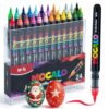 M&G 24 colors Acrylic Paint Pens Markers, Water-Based No-Bleed Paint Pens with Direct-Liquid Automatic Ink Control, Waterproof Brush Tip Markers for DIY Art & Crafts, Works on Paper, Wood, Ceramic