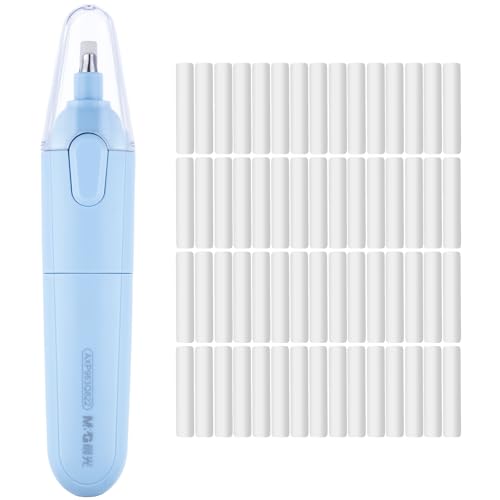 M&G Electric Eraser for Artists, Rechargeable 60 Eraser Refills, Automatic Portable Plastic Pen, Requires 2 AAA Batteries (Not Included), Battery Operated for Drafting, Sketching, Painting (Blue)