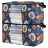 miaozhen 60L 2Pack Under Bed Shoe Storage Organizer with Reinforced Handles Japanese Sunflower Navy Skull clear window Organization And Storage Bedroom Closet