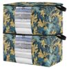 miaozhen 95L 2Pack Under Bed Shoe Storage Organizer with Reinforced Handles Green and Gold Vintage Flowers clear window Organization And Storage Bedroom Closet