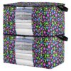 miaozhen 95L 2Pack Under Bed Shoe Storage Organizer with Reinforced Handles kawaii-style Pastel Flower Heart Doodle clear window Organization And Storage Bedroom Closet