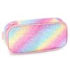 mibasies Girls Pencil Case for Kids, Multi-Slot Pencil Pouch, Twill Pink Blue