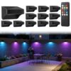 MIFISH Solar Fence Lights 12 Modes RGB Color Glow LED Solar Lights with Remote (12 Pack)