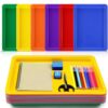Mifoci 12 Pack Large Plastic Art Trays for Classroom 16x12x1 Inch Stackable Activity Tray for Kids Craft Painting Sensory Play Organizer School Work Art Project Jewelry Sorting Supply, 6 Rainbow Color
