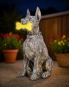 Miggley Doberman Solar Dog Garden Statue Decor Outdoor Figurine Lights