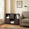 Mikkagu 6-Cube Bookshelf with Storage Bins, Cube Bookcase, Book Shelf with Storage Bins, 11.9 x 31.6 x 23.6, for Organization and Storage, Home Office, Living Room, Dark Walnut