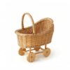 Milageto Wicker Pushcart Play Pushchair Handmade Toy Pushchair for Photographers, Large 38.5cm X 36.5cm X 34.5cm
