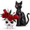 MIMAX Gothic Skull with Rose & Cat Building Blocks, 1576 PCS Skeleton and Flowers Décor for Home, Dark Aesthetic Décor Bricks, Birthday Valentine Halloween for Women & Girls Men & Boy