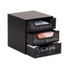 Mind Reader 3 Drawer Desk Organizer, Metal Storage Unit with 3 Sliding Drawers for Clips Sticky Notes and Small Office Supplies, Desktop Organizer, Black