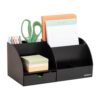 Mind Reader 7 Compartment Desktop Organizer, Office Desk Organizer for Pens, Mail and Accessories, Workspace Organizer, Plastic, Black
