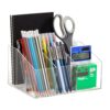 Mind Reader Desktop Organizer, 7-compartment, Office Essentials, Modern, Office, Acrylic, Clear