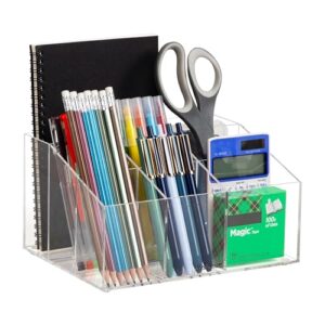 Mind Reader Desktop Organizer, 7-compartment, Office Essentials, Modern, Office, Acrylic, Clear