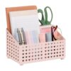Mind Reader Desktop Organizer, Metal Supply Caddy with Heart Cutout Design, 4 Compartments, Non-Skid Base, White