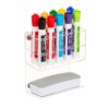 Mind Reader Magnetic Dry Erase Marker Holder, Acrylic Whiteboard Organizer with Eraser Shelf, Holds 10 Markers, Clear