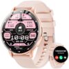 mingwear Fitness Tracker, 1.57inch Smartwatch for Men and Women, GITS for Android and iPhone Devices, Step Counting/Bluetooth Calls (Make/Receive), 50 Sport Modes, Fitness Watch Gift (Pink)