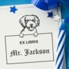 Miniature Golden Doodle Peeking Ex Libris Book Stamp, Duo Hand Mount