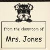 Miniature Schnauzer Classroom Book Stamp, Duo Hand Mount, 1-5/8 Square