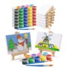 Mini Canvas & Easel Painting Kit Set of 6 - 4x6 Kids Gift & Paint Night
