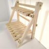 Mini Wooden Ladder Shelf - Double-Layer Desk Rack Vintage Step-Style Display Stand Bookshelf Plant Holder for Cosmetics & Ornaments 34x18x35 cm