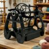 Mini Wool Spinning Wheel, 800 RPM, 12.0mm Hole Diameter, 3 x 8oz Spools, Forward and Reverse Rotation, for Wool, Silk, Fibers, Black