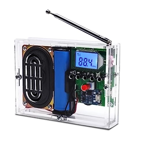 MiOYOOW FM Radio Soldering Kit, LCD Rechargeable Digital Radio Kit DIY Electronics Learning Project with Headphone Jack, STEM Soldering Practice Kit for Teens Adults