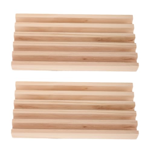 Mipcase Domino Lightweight and Compact Wooden Racks with Stand 2pcs Craft Tray with Aesthetic Design for Mexican Train Dominoes Tiles Holders for Family Board Games and Parties