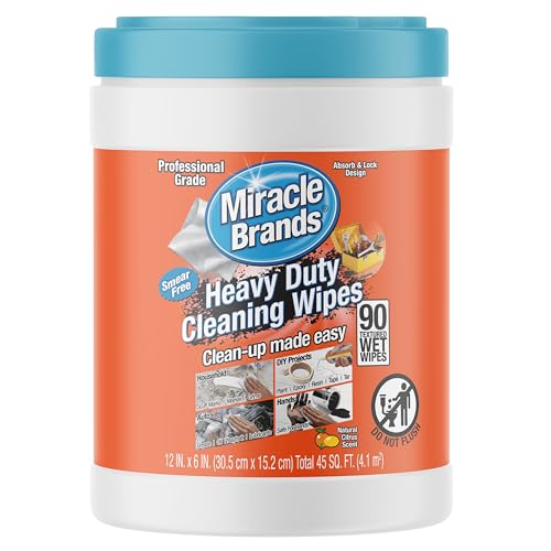 MiracleWipes for Heavy Duty Cleaning (90 Count) - All Purpose Cleaner, Kitchens, Bathrooms, Countertops, Hands, Indoors, Outdoors - Removes Grease, Grime, Crayon, Dirt & More (Pack of 6)
