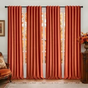 MIULEE Fall Burnt Orange Velvet Curtains 4 Panels Set Pinch Pleat 40" x 84"