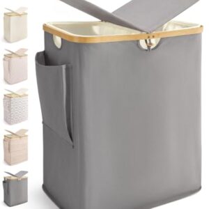 MIZATTO 140L Laundry Hamper with Lid, 2 Section Dirty Laundry Bin