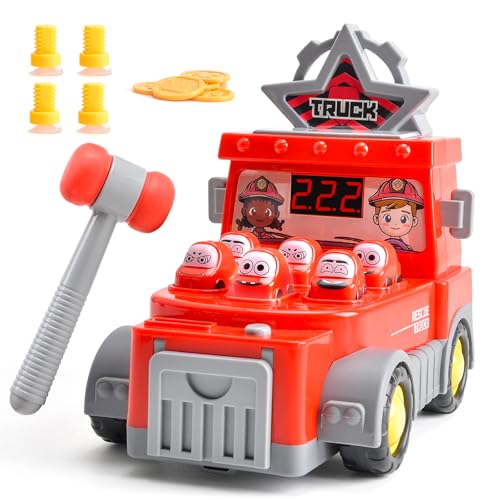 MIZPLAY Whack a Mole Game for 3 4 5 6 Year Old Kid,Early Education Toys,Electronic Pounding Toy with Music,Lights,Interactive Hammer Game for Toddlers;Great Birthday Gift for Boys and Girls (red)