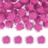 M METERXITY 60-Pack Glitter Pom Pom Balls, 1 in/2.5 cm Mini Tinsel Sparkle Balls for Arts/DIY Crafts/Party Decoration/Christmas/Cat, Soft Assorted Puff Ball [Pink]
